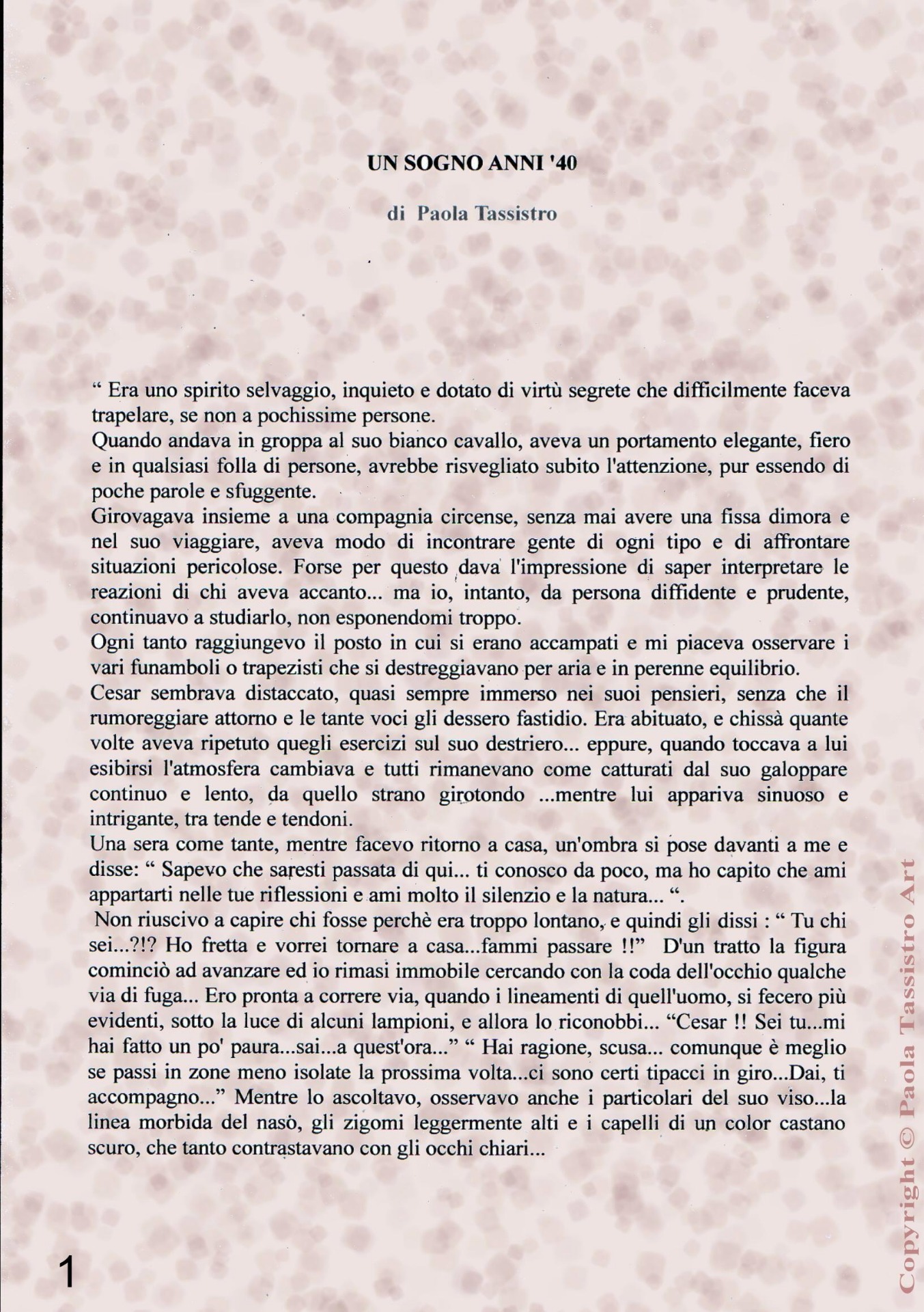 " Un sogno anni '40 " - Prima pagina